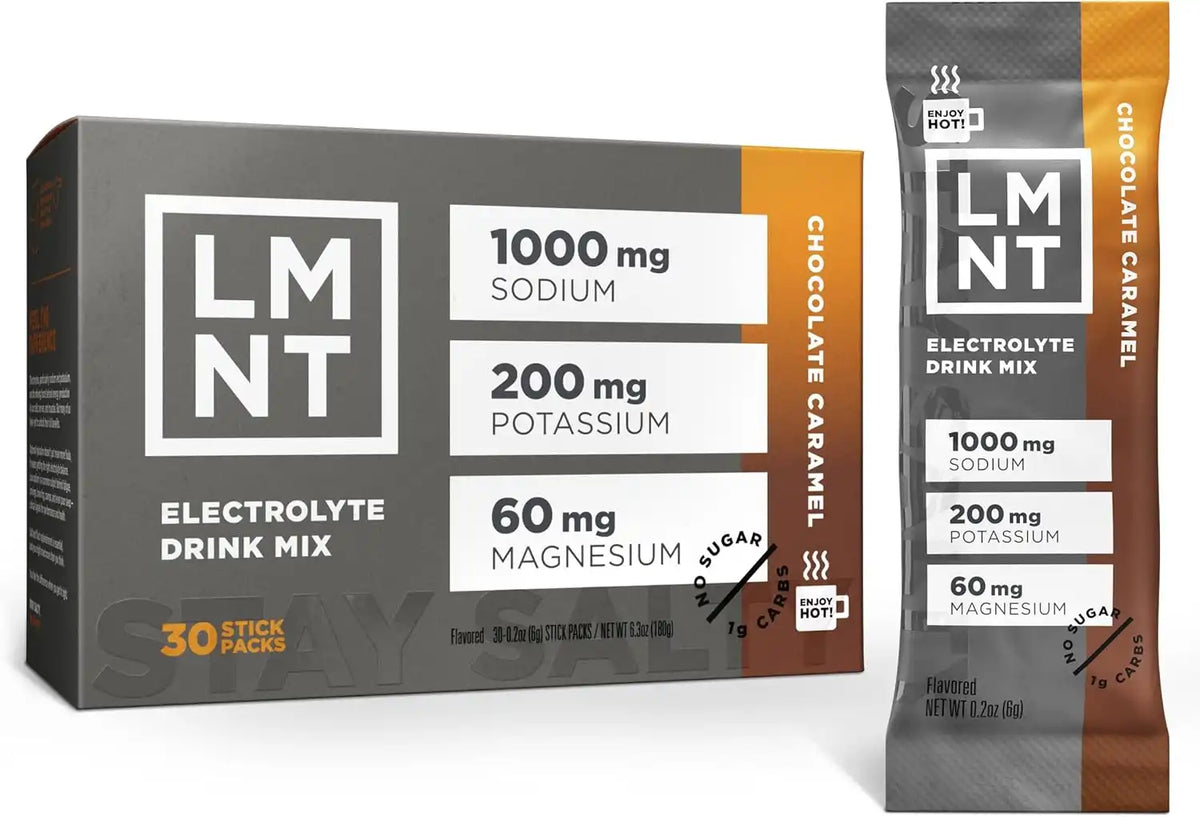 LMNT Zero Sugar Electrolytes - Chocolate Caramel | Drink Mix | 30-Count